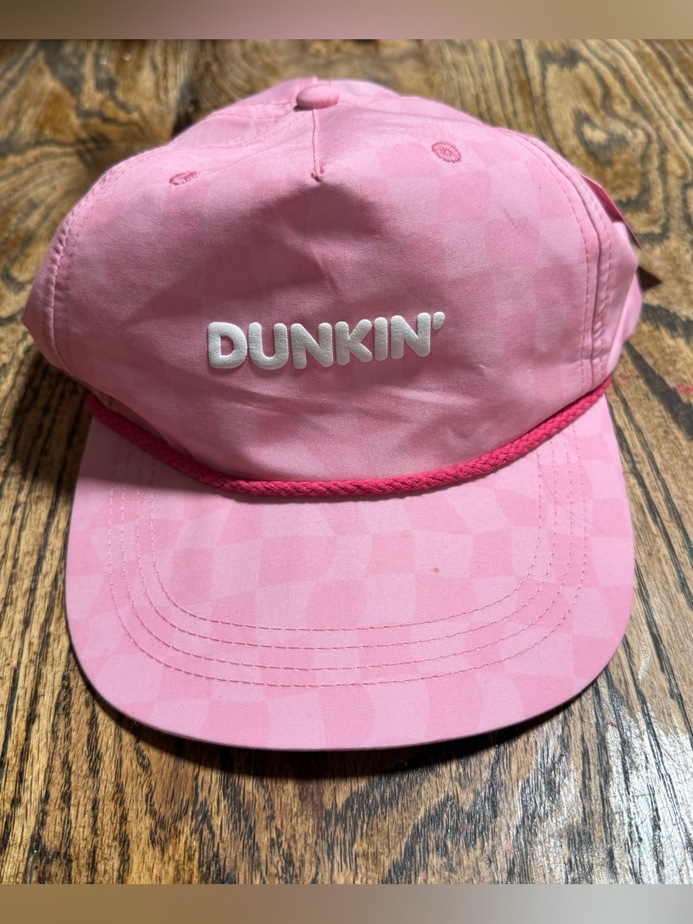 Dunkin' Summer Surf Hat Limited Edition Pink Baseball Cap Checkered
Rope NWT